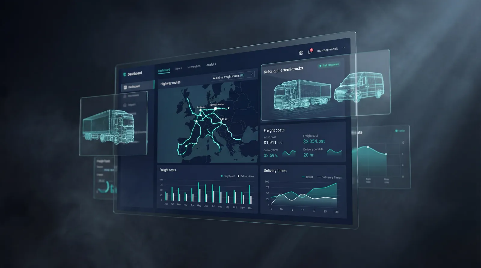 Illustration eines Frachtkosten-Dashboards